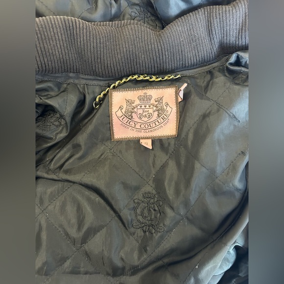 Juicy Couture Black Quilted Puffer Jacket with fur hood - Picture 5 of 6